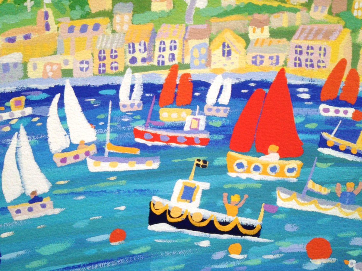 Signed Limited Edition Print by Cornish Artist John Dyer. &#39;Mad Dogs and Cornishmen, Falmouth, Flushing&#39;. Cornwall Art Gallery Print