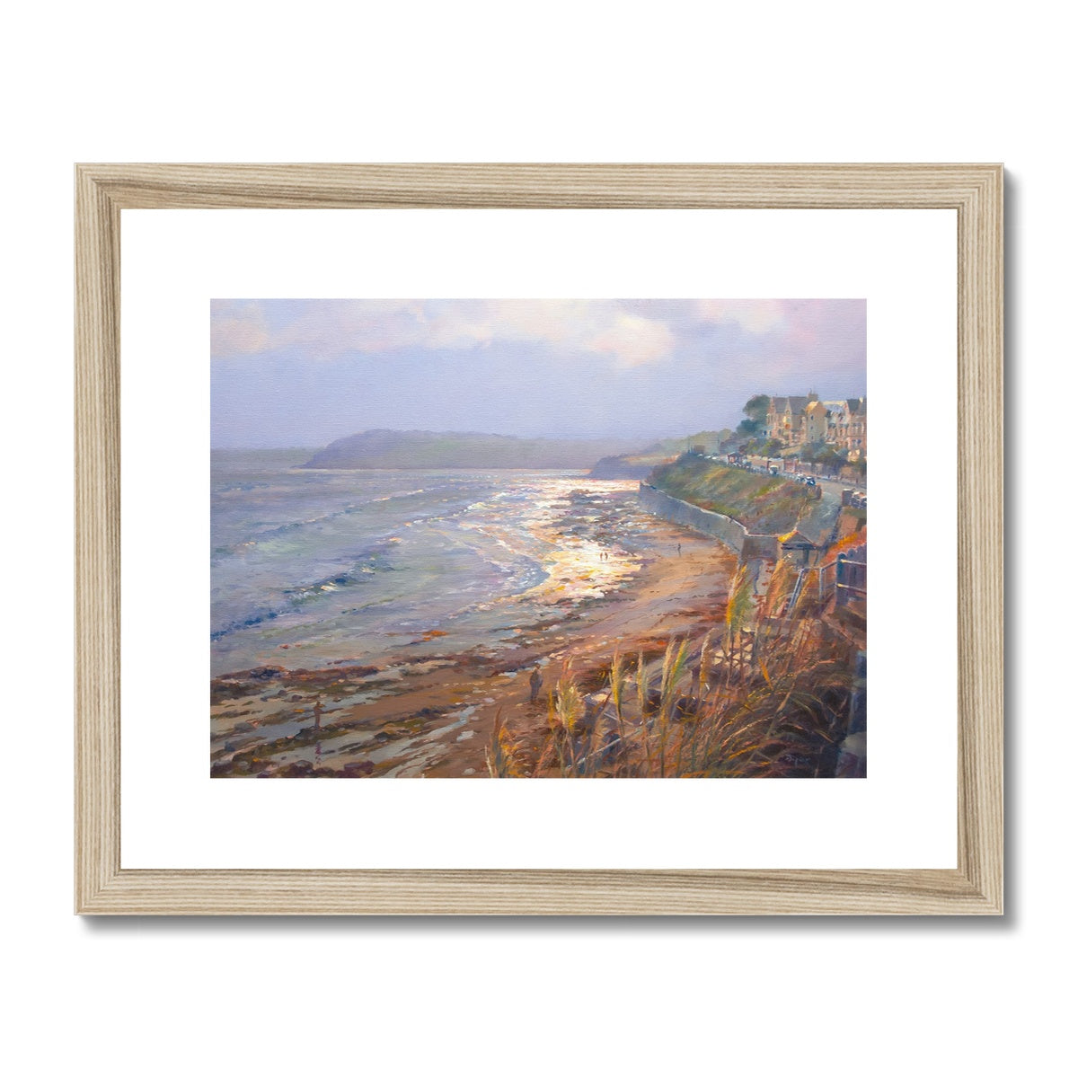 Ted Dyer Framed Open Edition Cornish Art Print. &#39;Warm Evening Light, Castle Beach&#39;. Cornwall Art Gallery