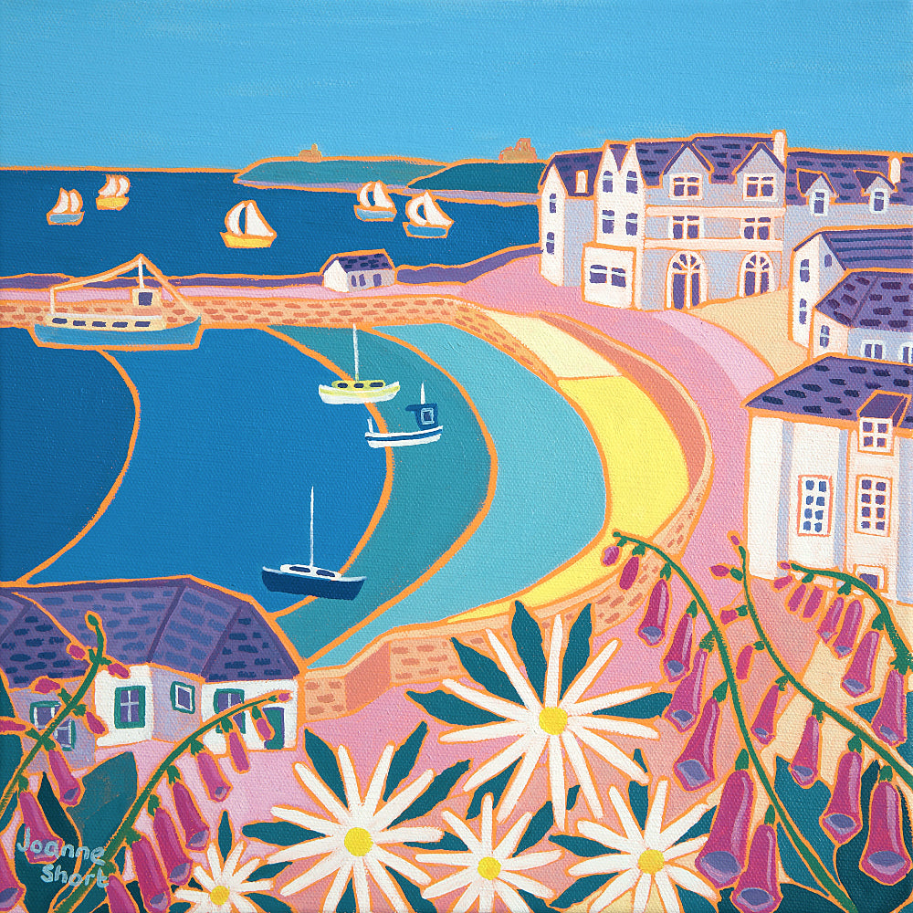 Joanne Short Painting. Incoming Tide, St Mawes. 12 x 12 inches oil on canvas