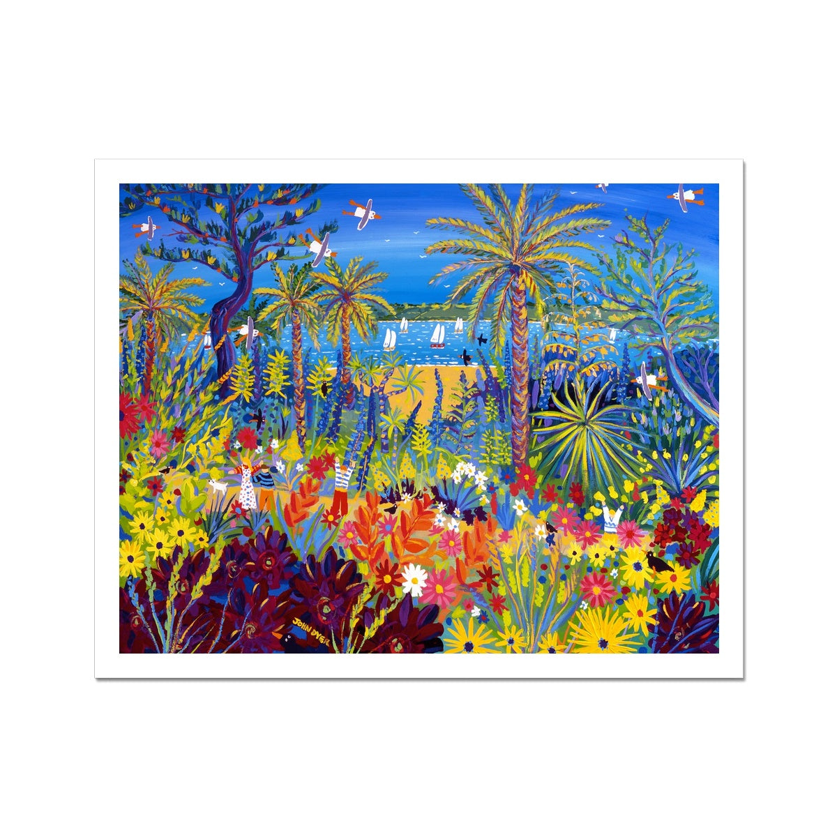 John Dyer Fine Art Print. Open Edition Cornish Art Print. 'Fantasy Island, Tresco Abbey Garden'. Cornwall Art Gallery