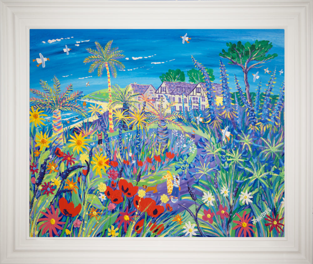 John Dyer Painting. A Wave of Summer Colour, Gyllyngvase Beach, Falmouth