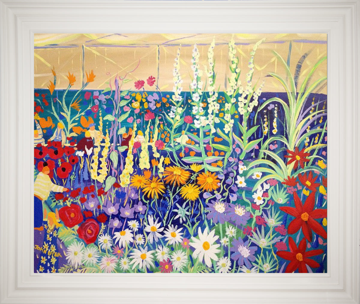 Garden Painting by John Dyer. &#39;Prize Blooms&#39;. RHS Tent BBC Gardeners&#39; World Live. Cornwall Art Gallery.