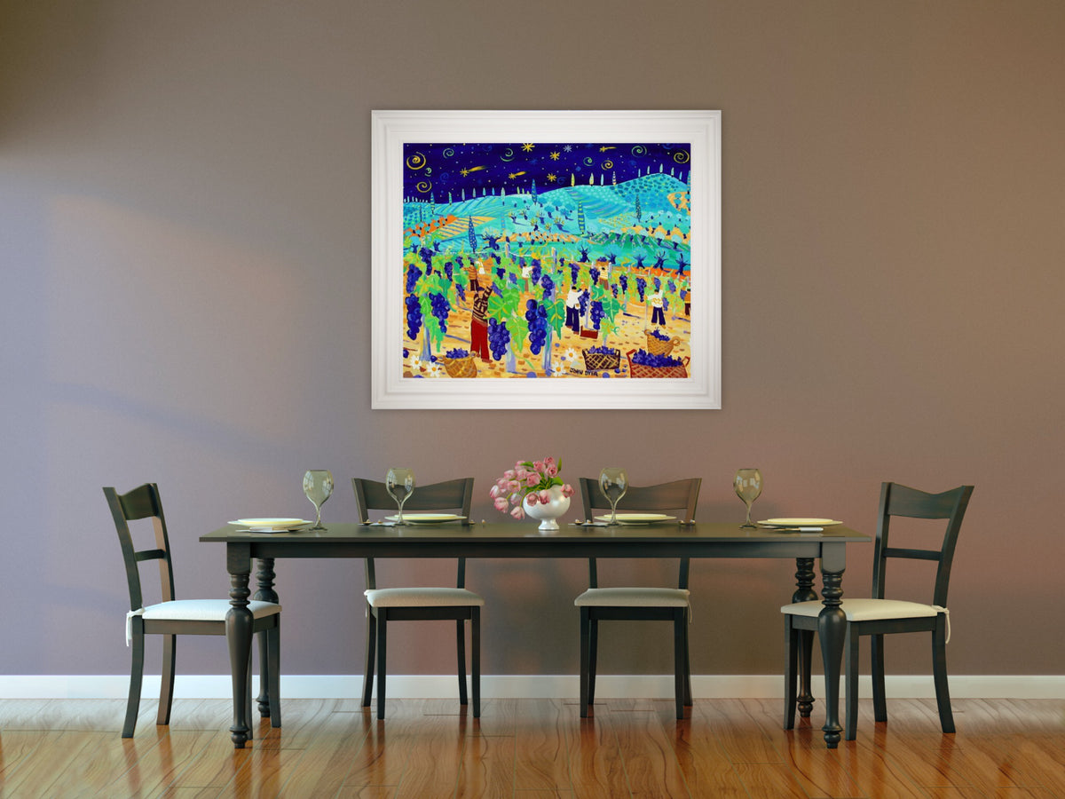 Original Painting of Tuscany in Italy by John Dyer. &#39;Juicy Grapes and Shooting Stars&#39;. Italian Art Gallery