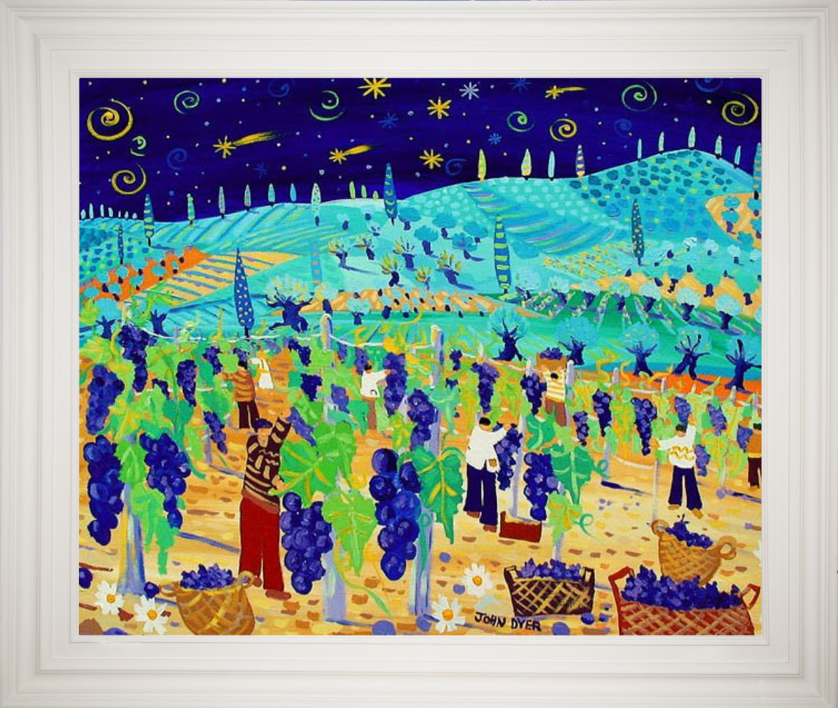 Original Painting of Tuscany in Italy by John Dyer. 'Juicy Grapes and Shooting Stars'. Italian Art Gallery