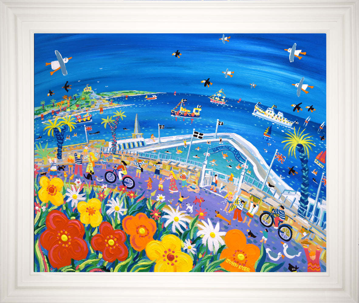John Dyer Painting. A Day at the Bathing Pool, Penzance