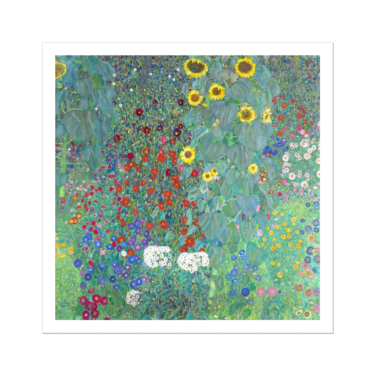 Gustav Klimt Open Edition Art Print. &#39;Cottage Garden with Sunflowers&#39;. Art Gallery Historic Art