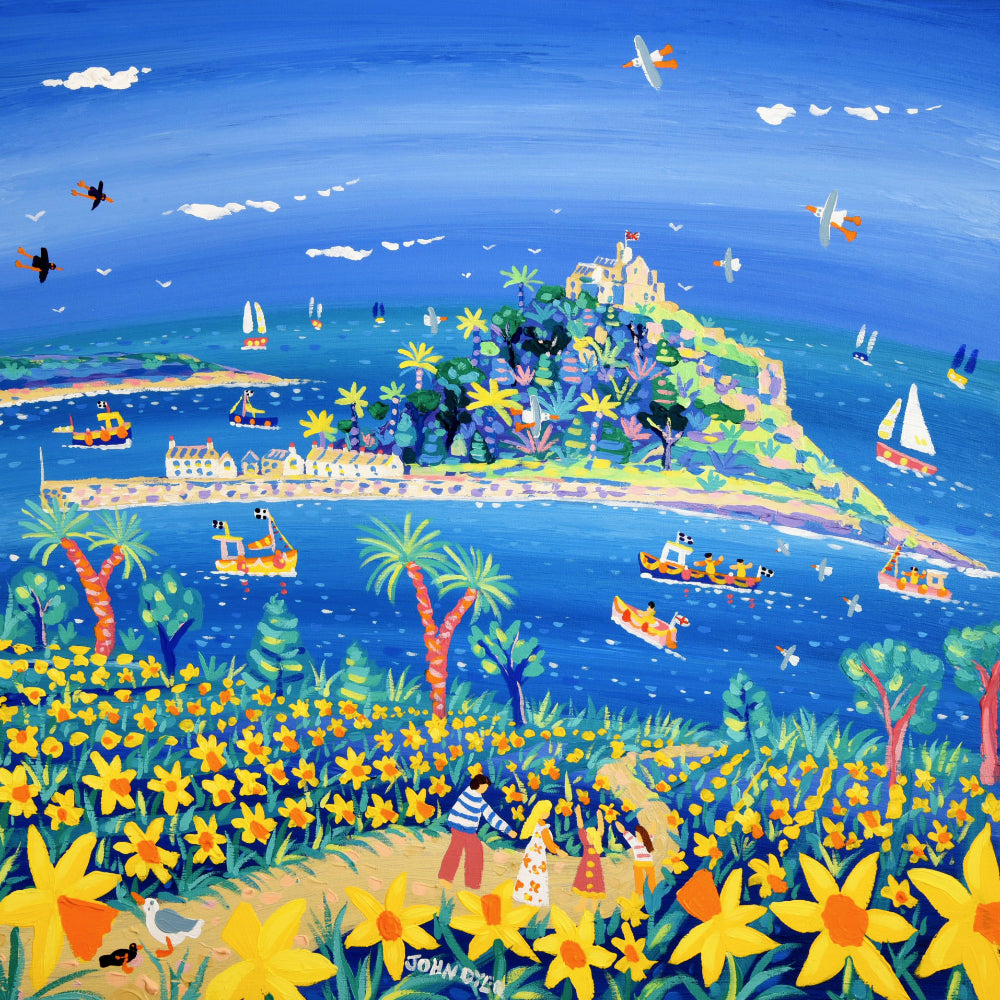 John Dyer Painting. Spring Daffodils, Mount’s Bay.