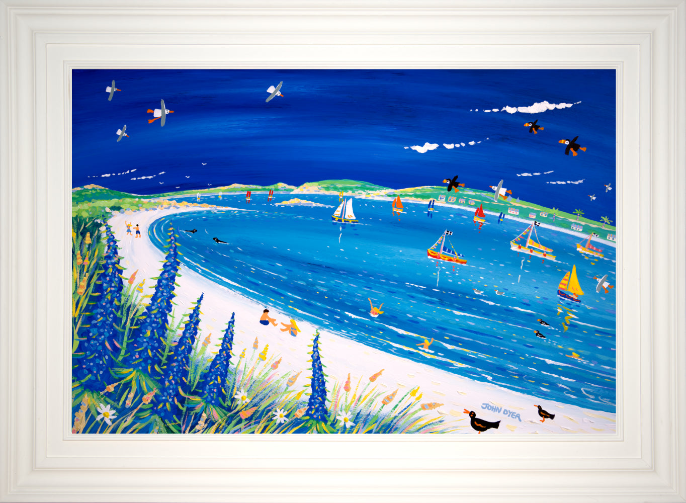 Painting by John Dyer. Echium Blue, Pentle Bay, Tresco