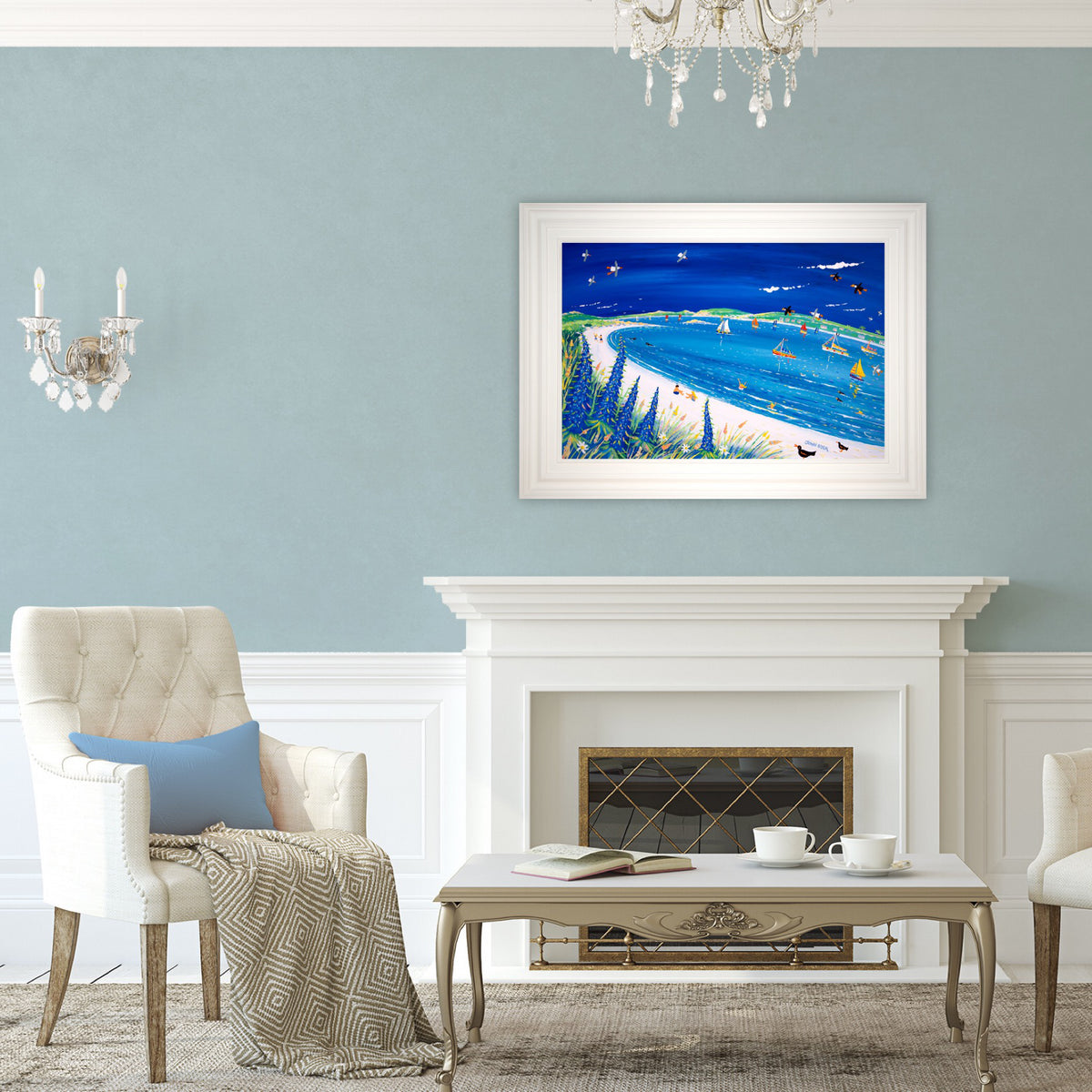Painting by John Dyer. Echium Blue, Pentle Bay, Tresco