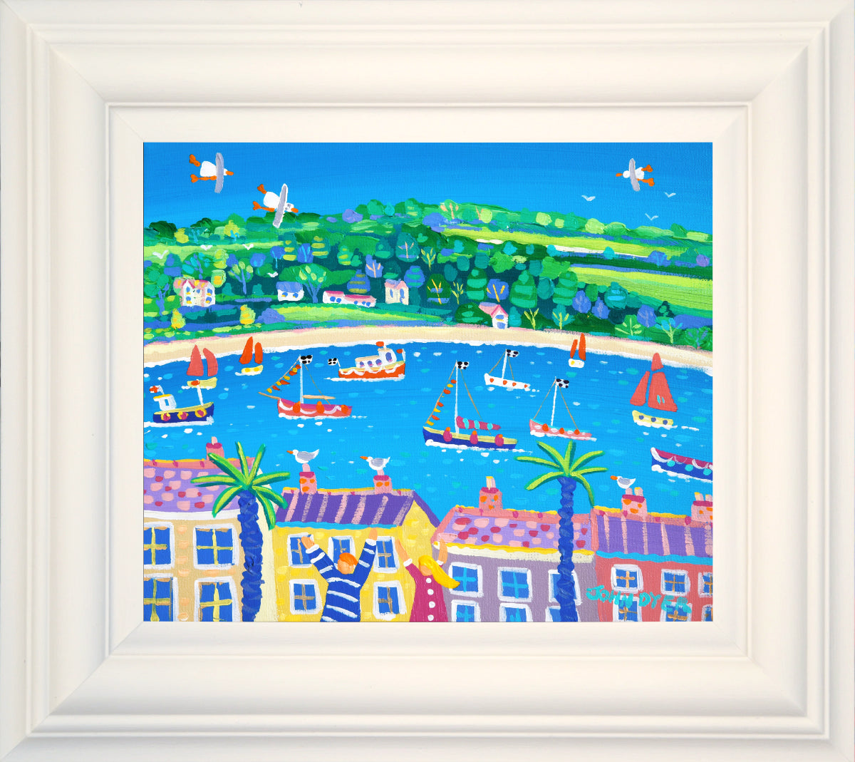 John Dyer Painting. Boats on the River, Falmouth.