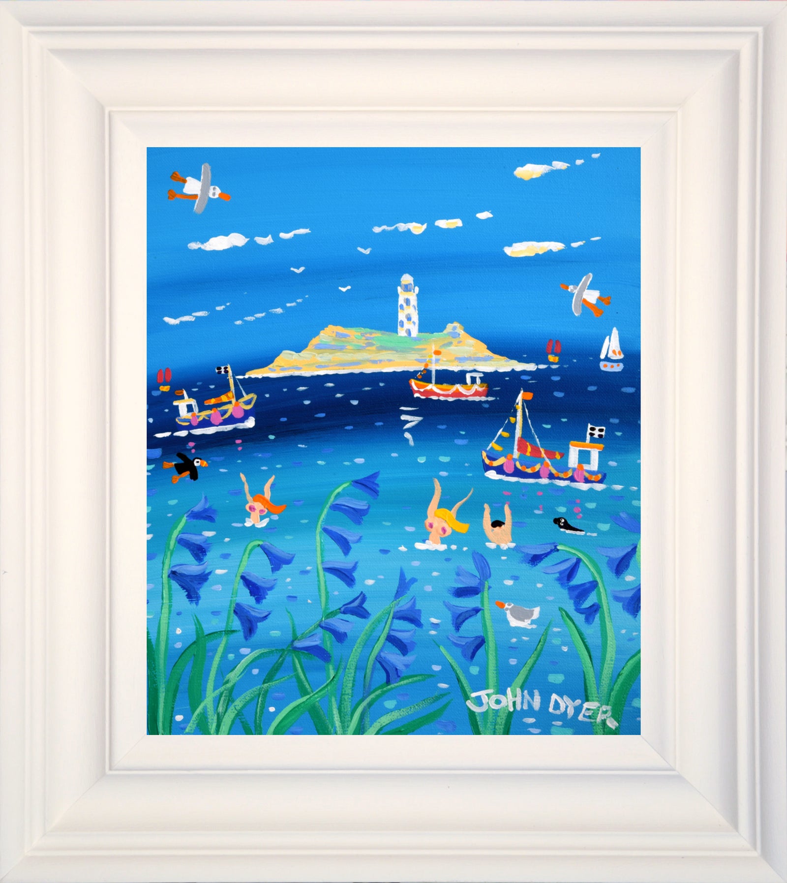 John Dyer Painting. Godrevy Bluebells