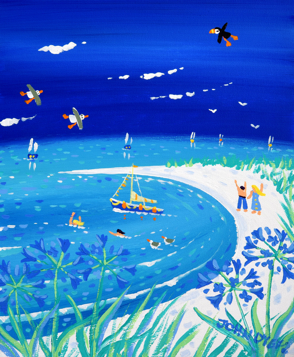 John Dyer Painting. Scilly Blue Days. Tresco beach.