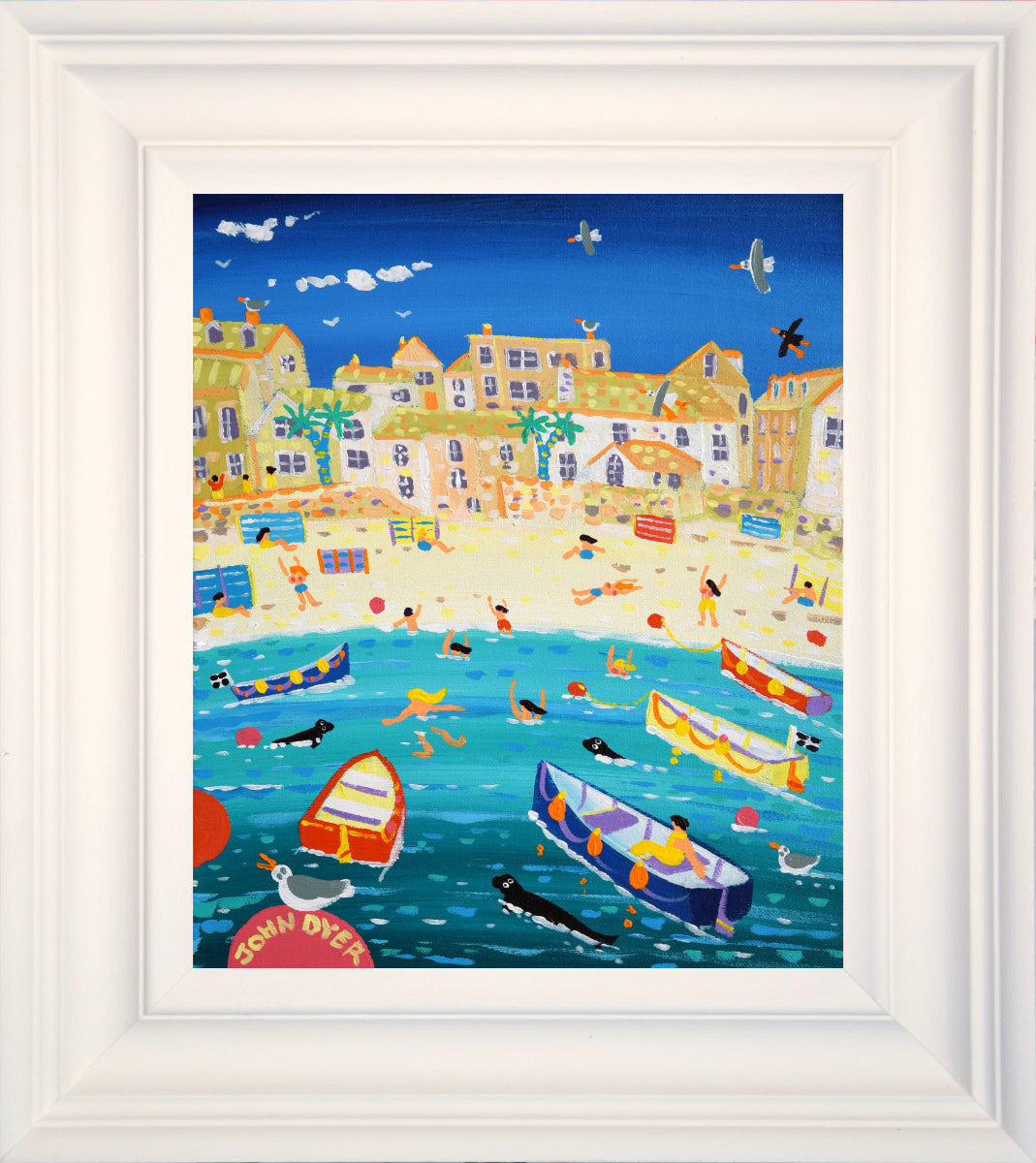 John Dyer Painting. Swimming with Seals, St Ives
