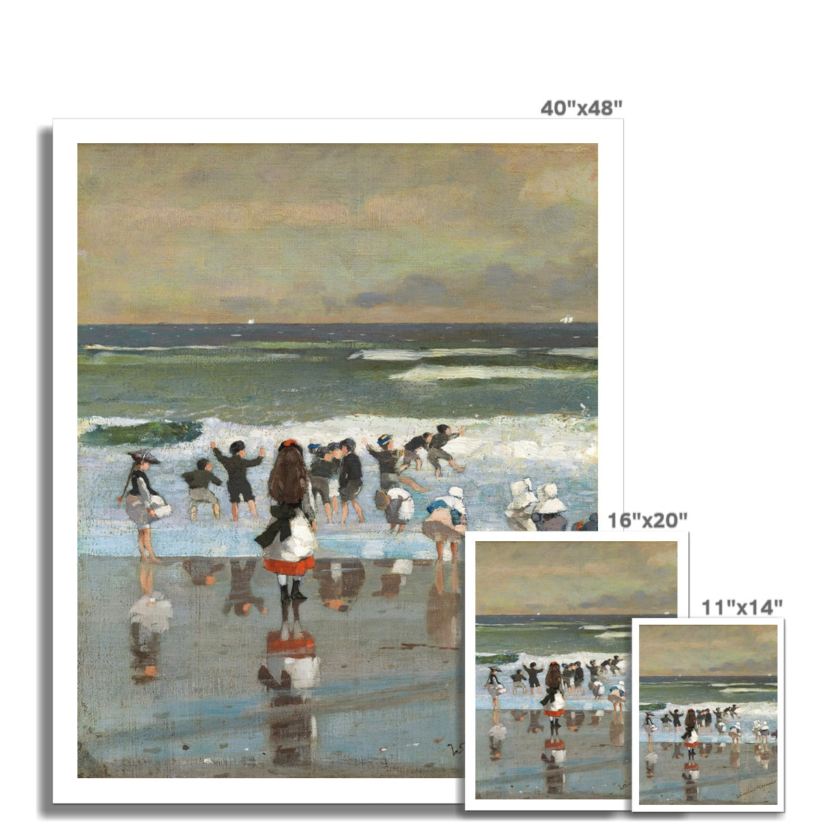&#39;Beach Scene&#39; by Winslow Homer. Open Edition Fine Art Print. Art Gallery Historic Art