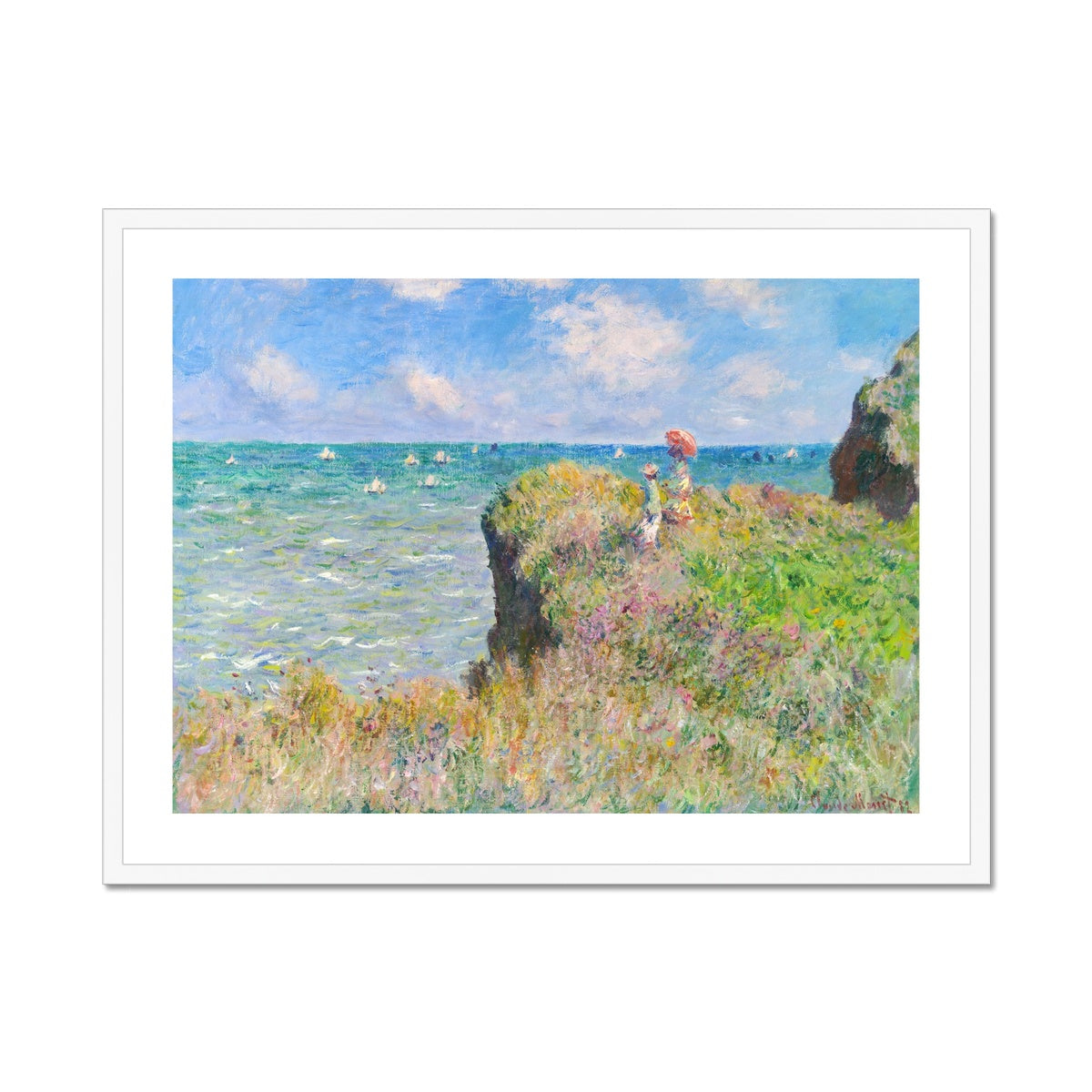 'Cliff Walk at Pourville' by Claude Monet. Open Edition Fine Art Print. Historic Art Framed & Mounted Print