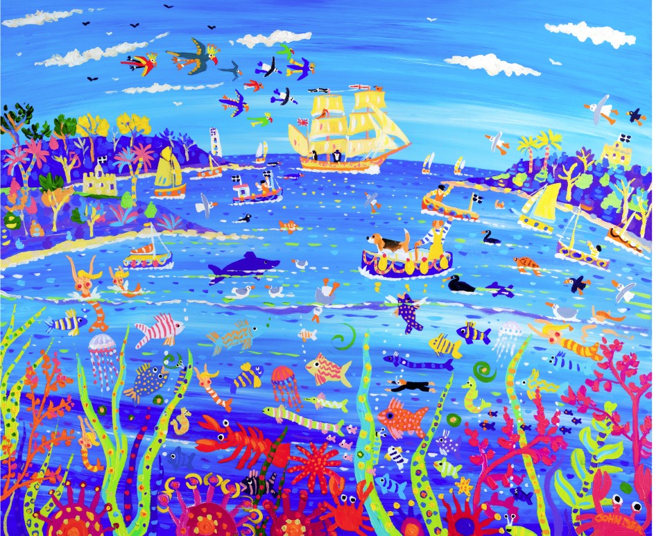 Limited Edition Print. &#39;Beagle in the Bay, Falmouth&#39; by Cornish Artist John Dyer. Cornwall Art Gallery Print