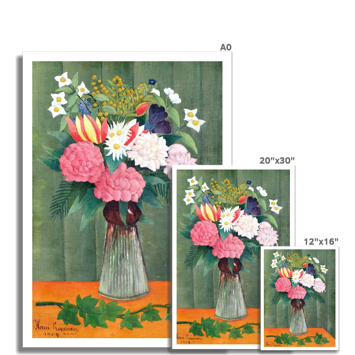 &#39;Flowers in a Vase&#39; Still Life by Henri Rousseau. Open Edition Fine Art Print. Historic Art