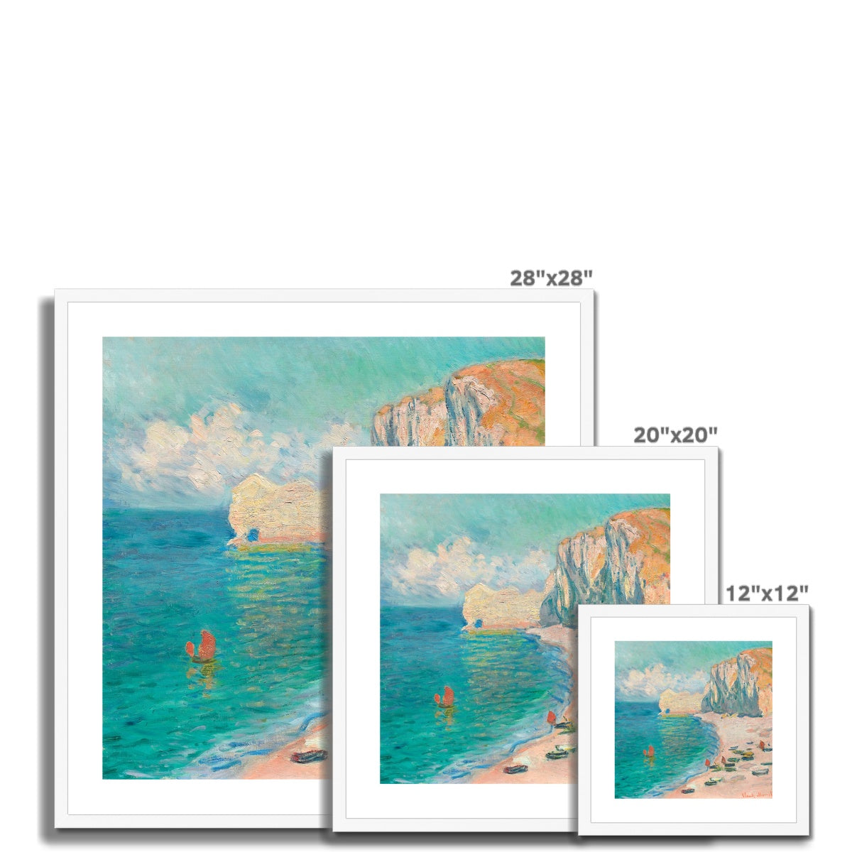 Claude Monet Framed Open Edition Art Print. &#39;The Beach and the Falaise d&#39;Amont&#39;. Art Gallery Historic Art