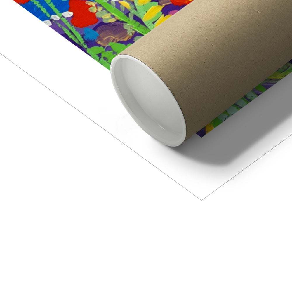 John Dyer Coastal Fine Art Print. Open Edition Cornish Art Print. 'Pretty Poppies and Crazy Campion, Coverack'. Cornwall Art Gallery