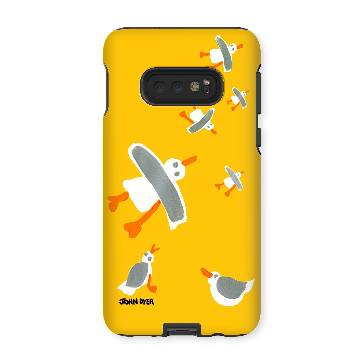 Tough Art Phone Case. Cornish Seagulls - Yellow Colour. Artist John Dyer. Cornwall Art Gallery