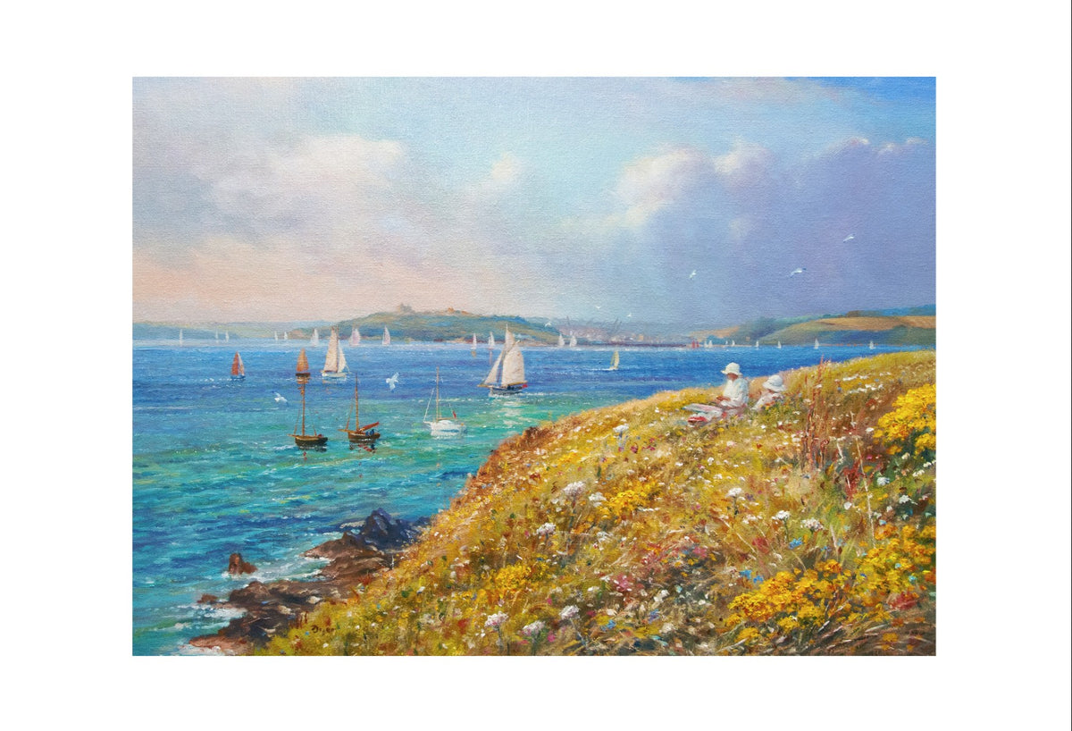 Limited Edition print. Afternoon on the Cliffs, St Anthony Head. By Ted Dyer