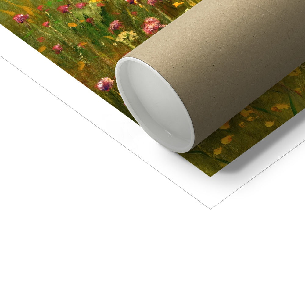 Ted Dyer Fine Art Print. Open Edition Cornish Art Print. 'Sparkling Sea and wild Flowers, Pendennis Headland, Falmouth'. Cornwall Art Gallery