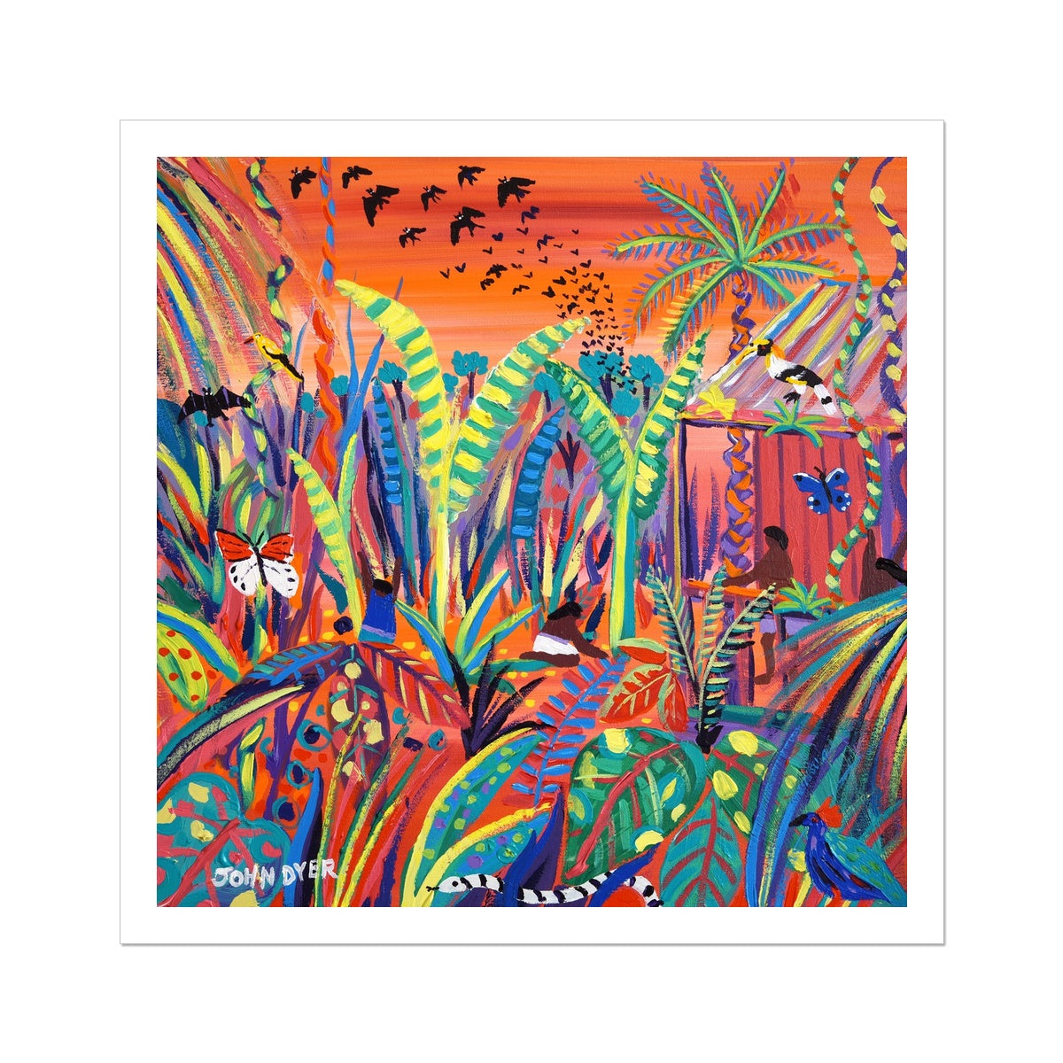 John Dyer Fine Art Print. Open Edition Jungle Art Print. 'Borneo Rainforest Sunset'. Cornwall Art Gallery