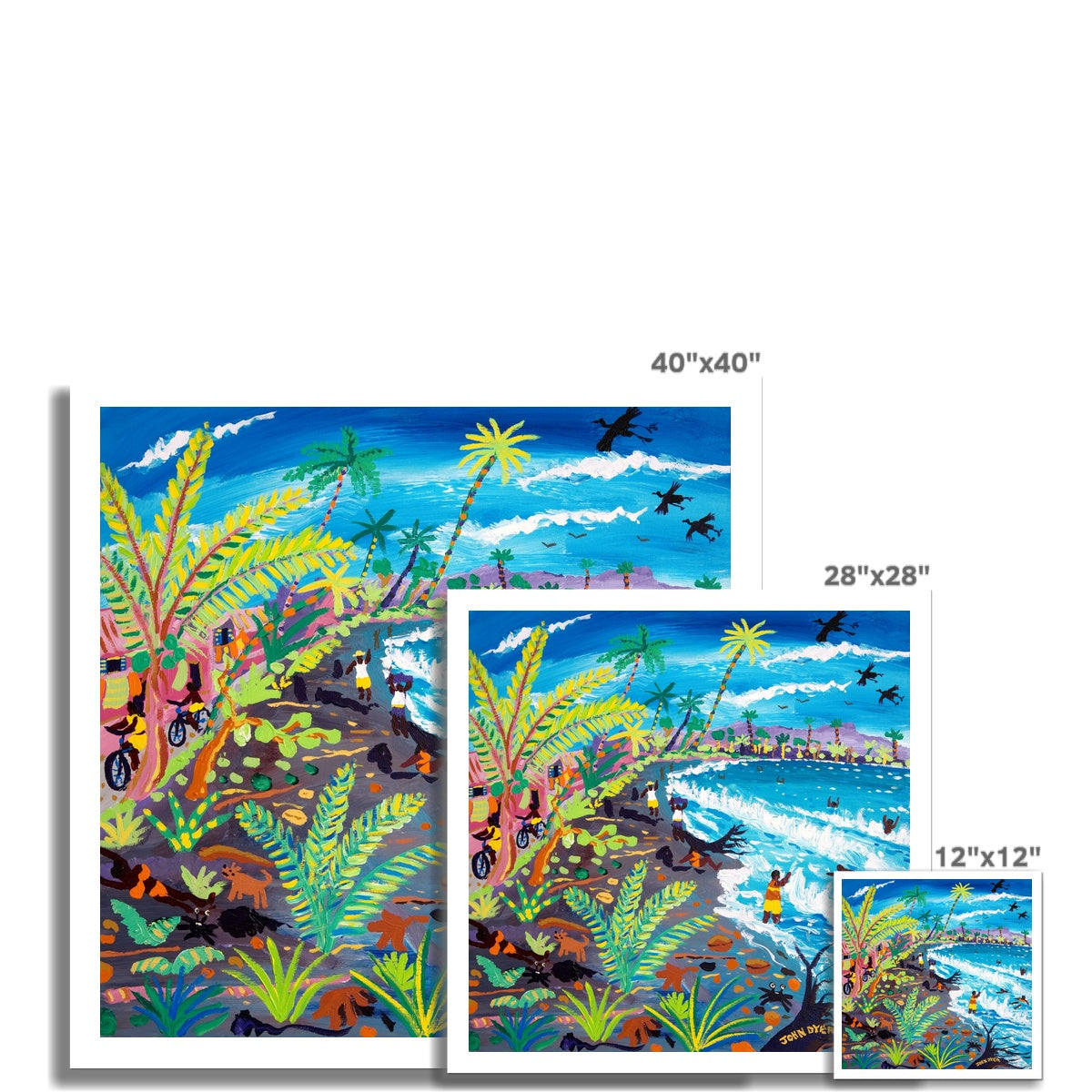 John Dyer Fine Art Print. Open Edition Cornish Art Print. 'Caribbean Beach Life, Costa Rica'. Caribbean Art Gallery