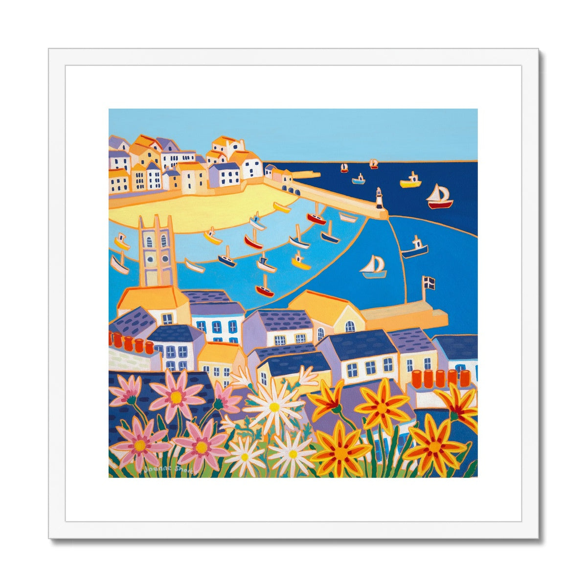 Joanne Short Framed Open Edition Cornish Art Print. 'Cornish Summer, St Ives'. Cornwall Art Gallery