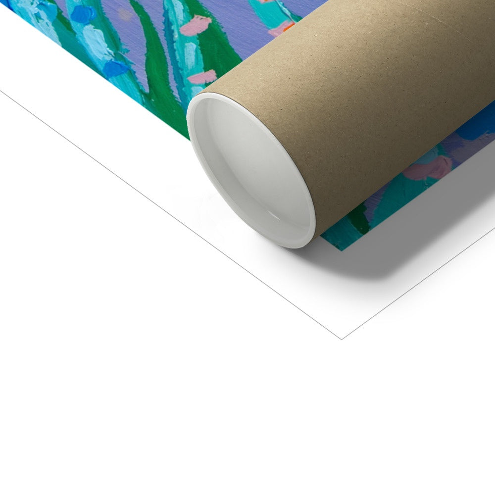 John Dyer Fine Art Print. Open Edition Cornish Art Print. 'Swaying Caribbean Coconuts, Costa Rica'. Caribbean Art Gallery