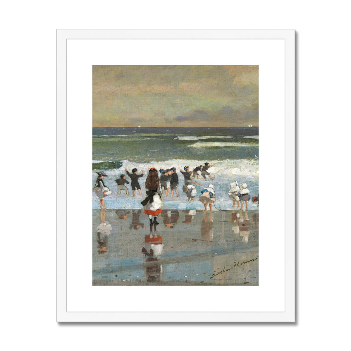 Winslow Homer Framed Open Edition Art Print. &#39;Beach Scene&#39;. Art Gallery Historic Art