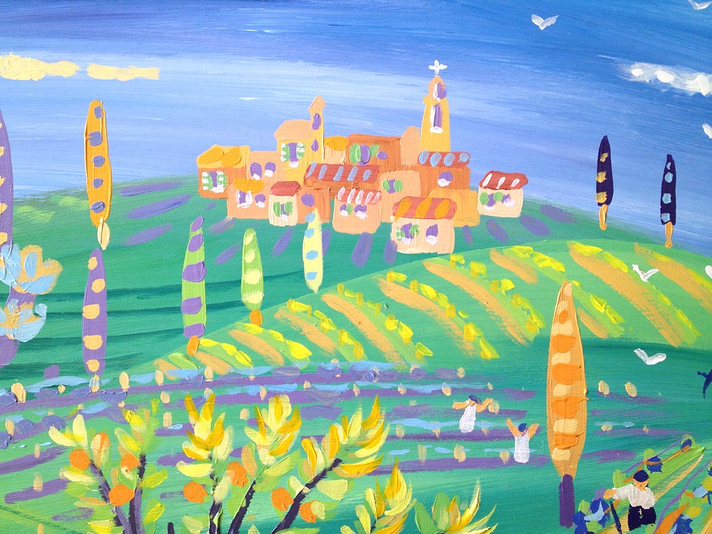 Original Painting by John Dyer. Fields of Vines, Italy.