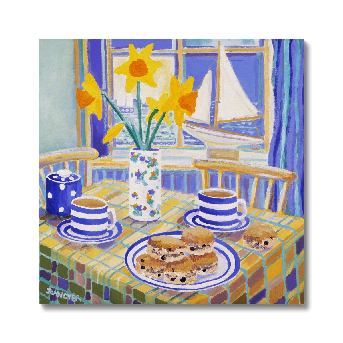 'Cornish Tea for Two Still Life', Canvas Art Print by John Dyer