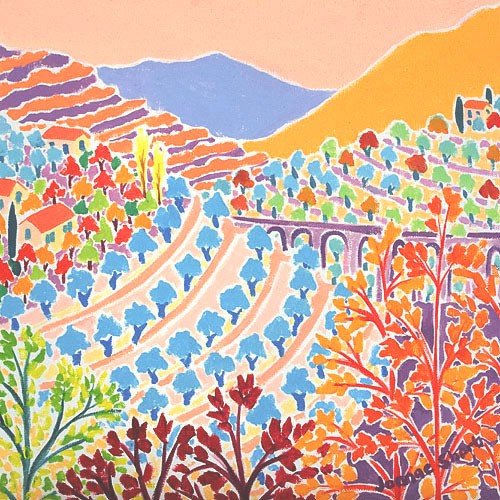 The Warmth of Autumn in the Menton Hills, France. Original Painting by Joanne Short
