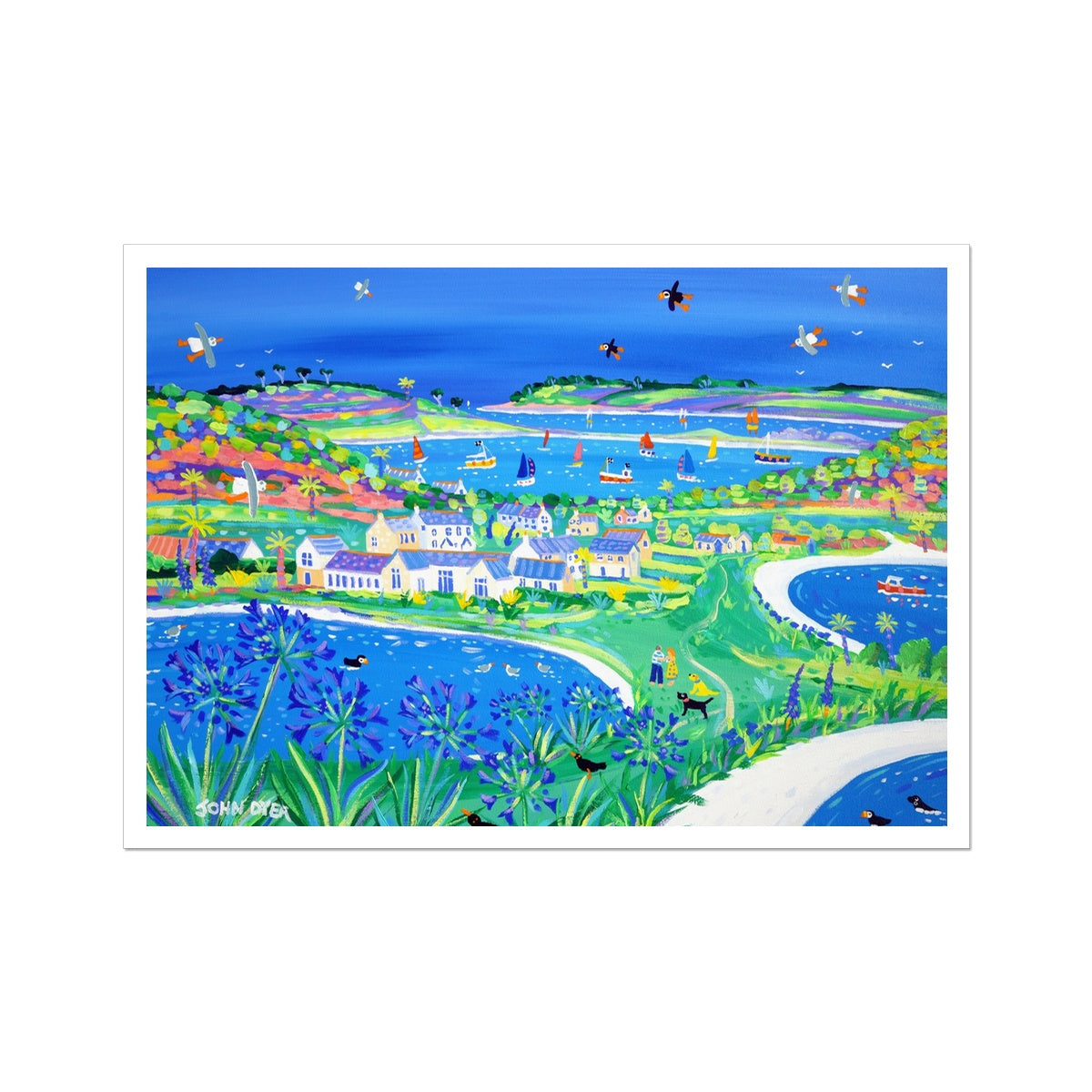 John Dyer Fine Art Print. Open Edition Cornish Art Print. 'Agapanthus Days at Hell Bay, Bryher'. Cornwall Art Gallery. Hell Bay Hotel