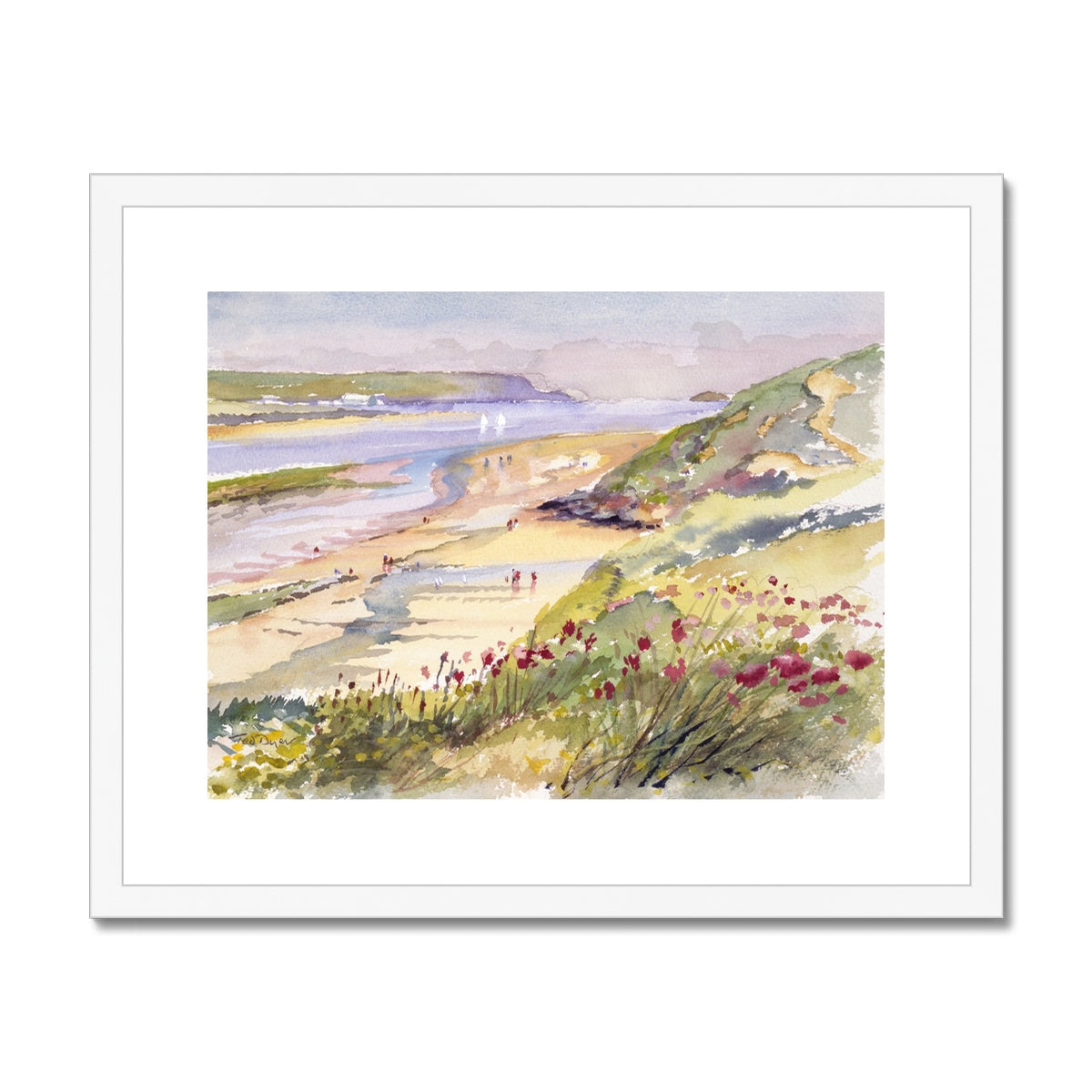 Ted Dyer Framed Open Edition Cornish Fine Art Print. 'View of the Camel Estuary and Dayer Bay from Rock'. Cornwall Art Gallery