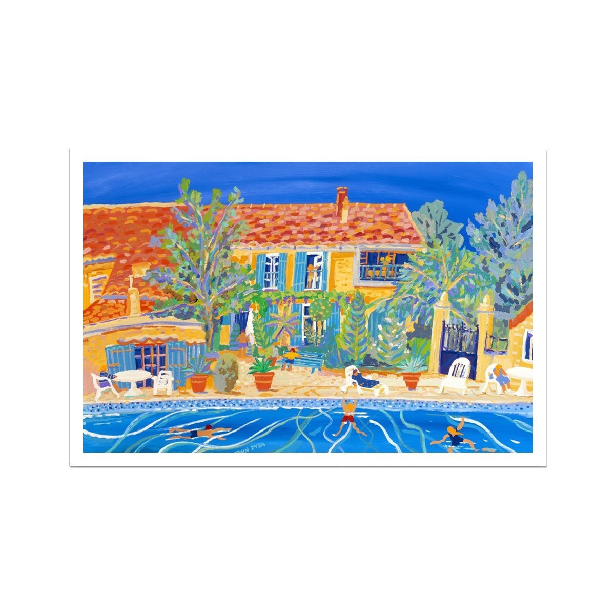 John Dyer Open Edition Art Print. 'Holidays in Provence, Rasteau'. French Art Gallery