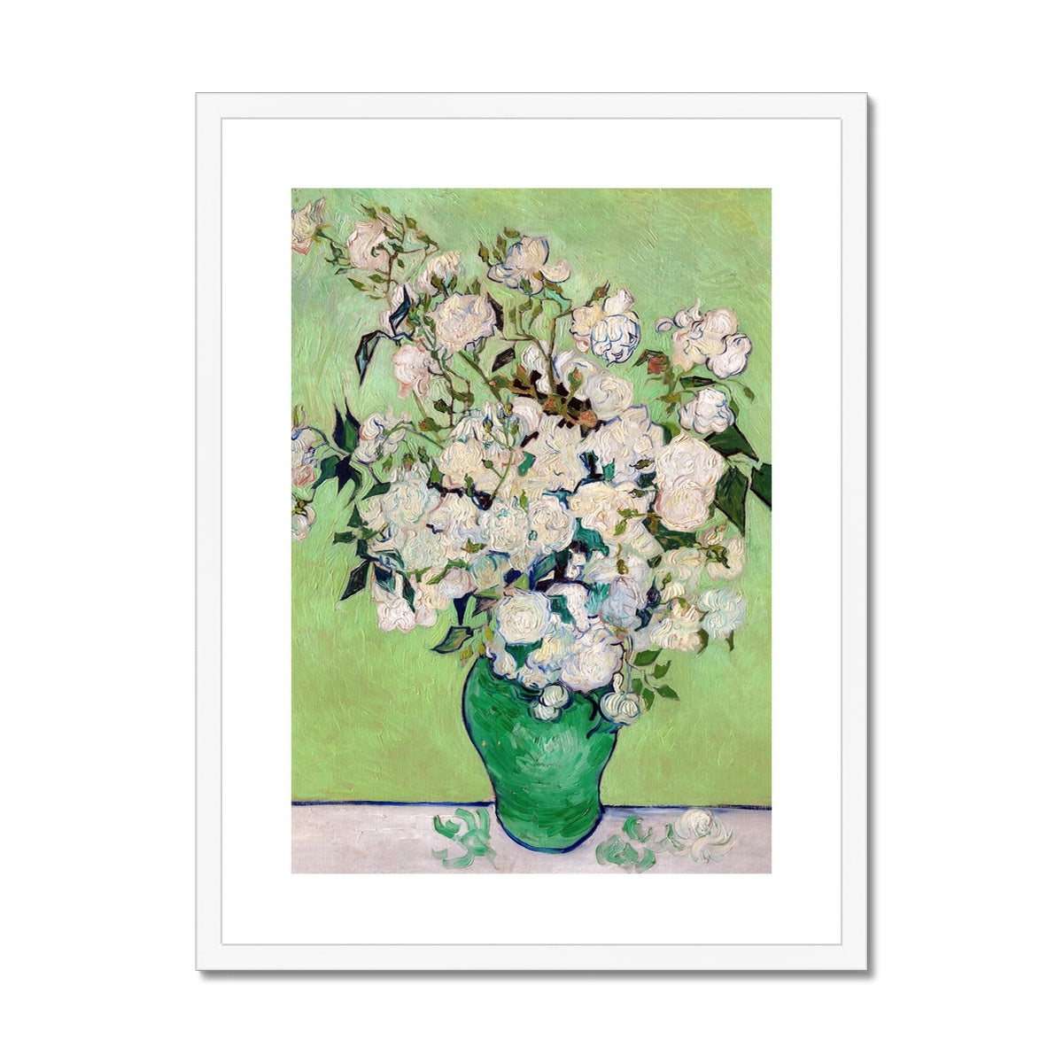 'Roses' Still Life by Vincent Van Gogh. Framed Open Edition Fine Art Print. Historic Art