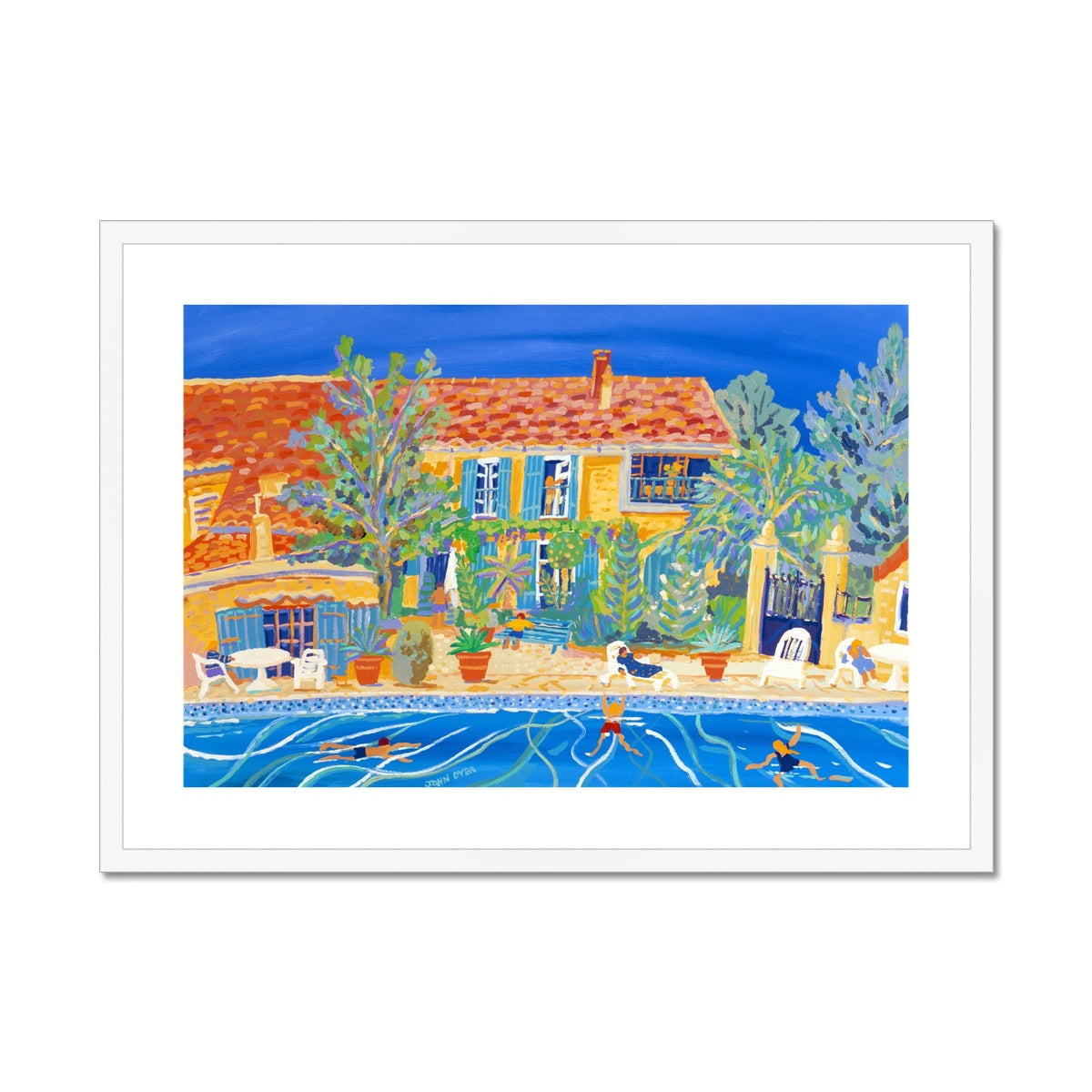 John Dyer Framed Open Edition Cornish Art Print. 'Holidays in Provence, Rasteau'. French Art Gallery