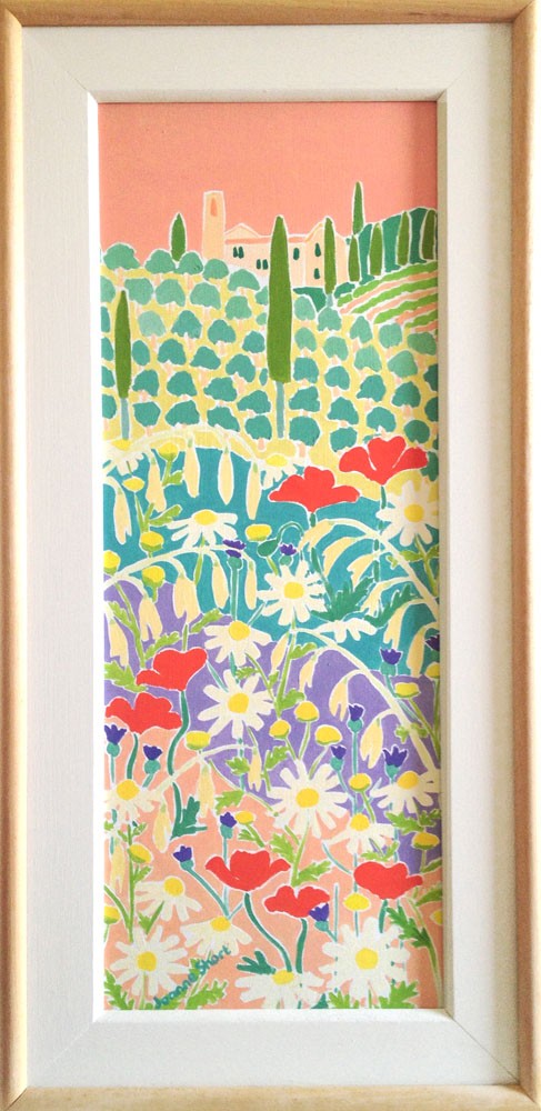 Original Painting by Joanne Short. Fields of Wild Flowers, Italy.