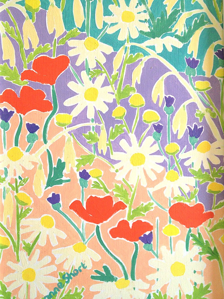 Original Painting by Joanne Short. Fields of Wild Flowers, Italy.