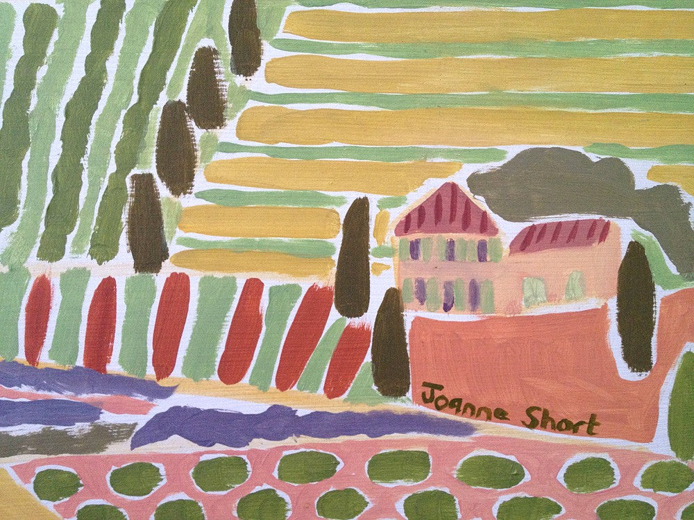 Original Painting by Joanne Short. Looking towards the Dentelles, Rasteau. Provence, France.