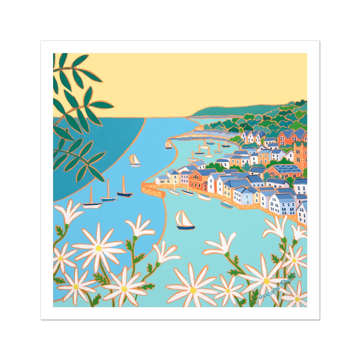 Joanne Short Open Edition Cornish Art Print. 'Looking down at the River, Fowey'. Cornwall Art Gallery