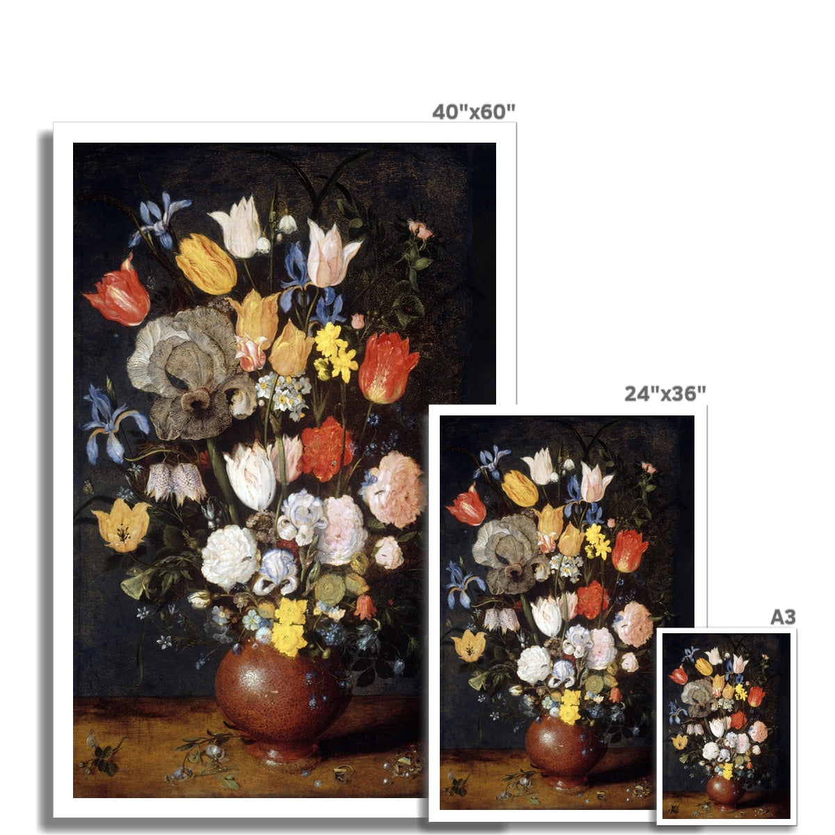 &#39;Bouquet of Flowers in an Earthenware Vase&#39; Still Life by Jan Breughel the Elder. Open Edition Fine Art Print. Historic Art