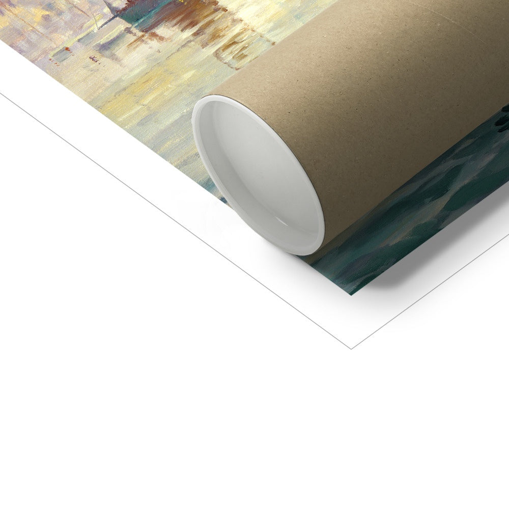 Ted Dyer Fine Art Print. Open Edition Cornish Art Print. 'Misty Calm, Falmouth'. Cornwall Art Gallery