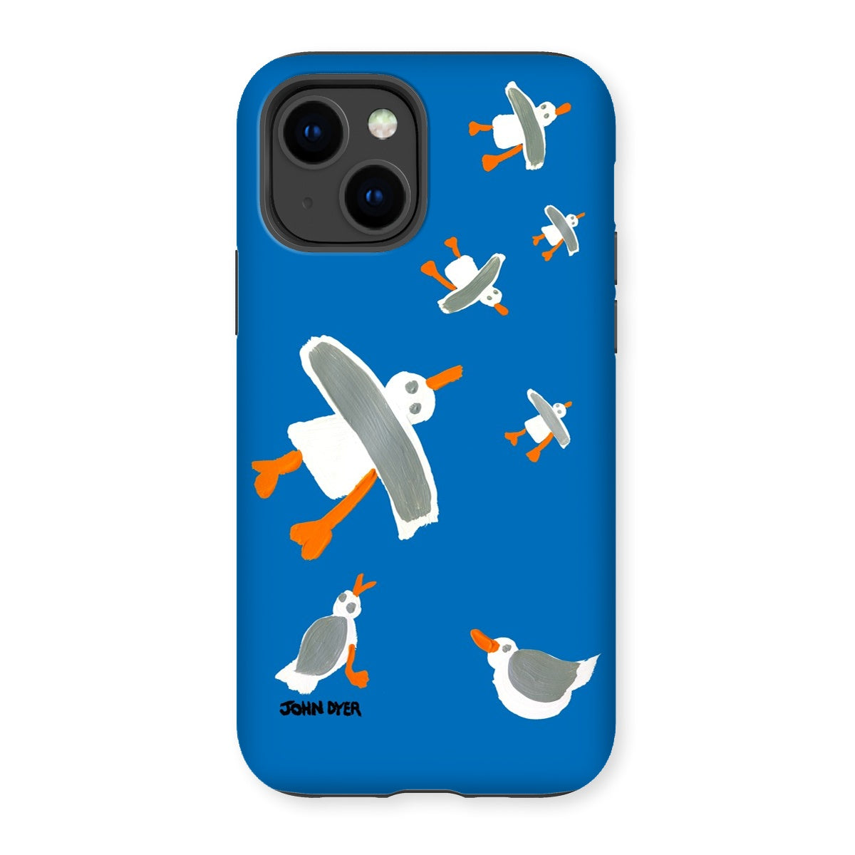 Tough Art Phone Case. Cornish Seagulls - Blue Colour. Artist John Dyer. Cornwall Art Gallery