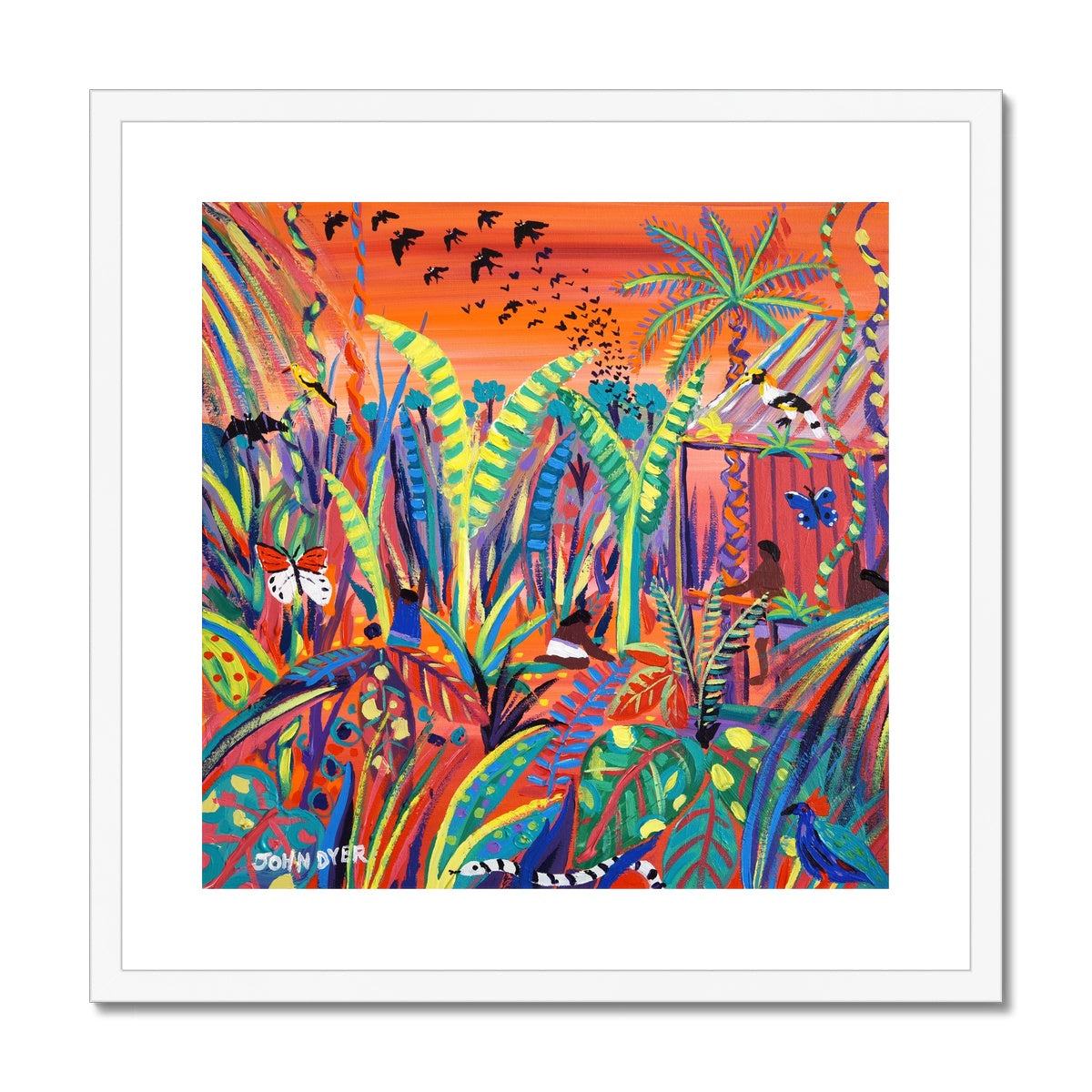 John Dyer Framed Open Edition Jungle Fine Art Print. 'Borneo Rainforest Sunset'. Cornwall Art Gallery