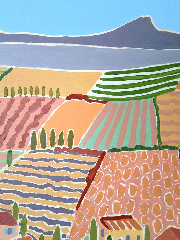 Original Painting by Joanne Short. Across the Valley, Rasteau. Provence, France.