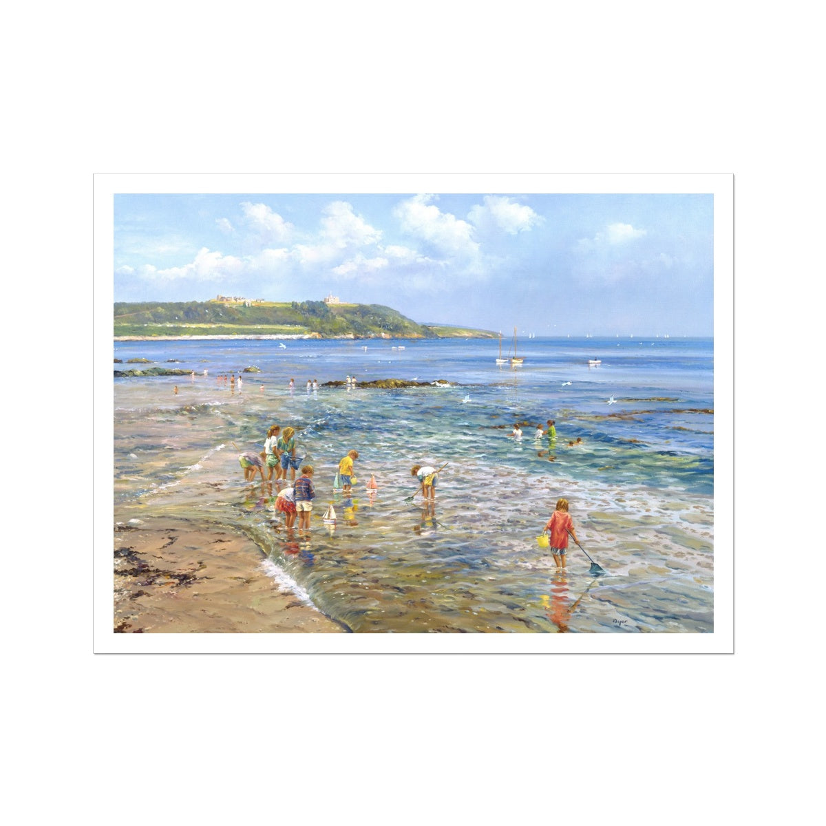 Ted Dyer Fine Art Print. Open Edition Cornish Art Print. 'Clear Water, Castle Beach, Falmouth'. Cornwall Art Gallery