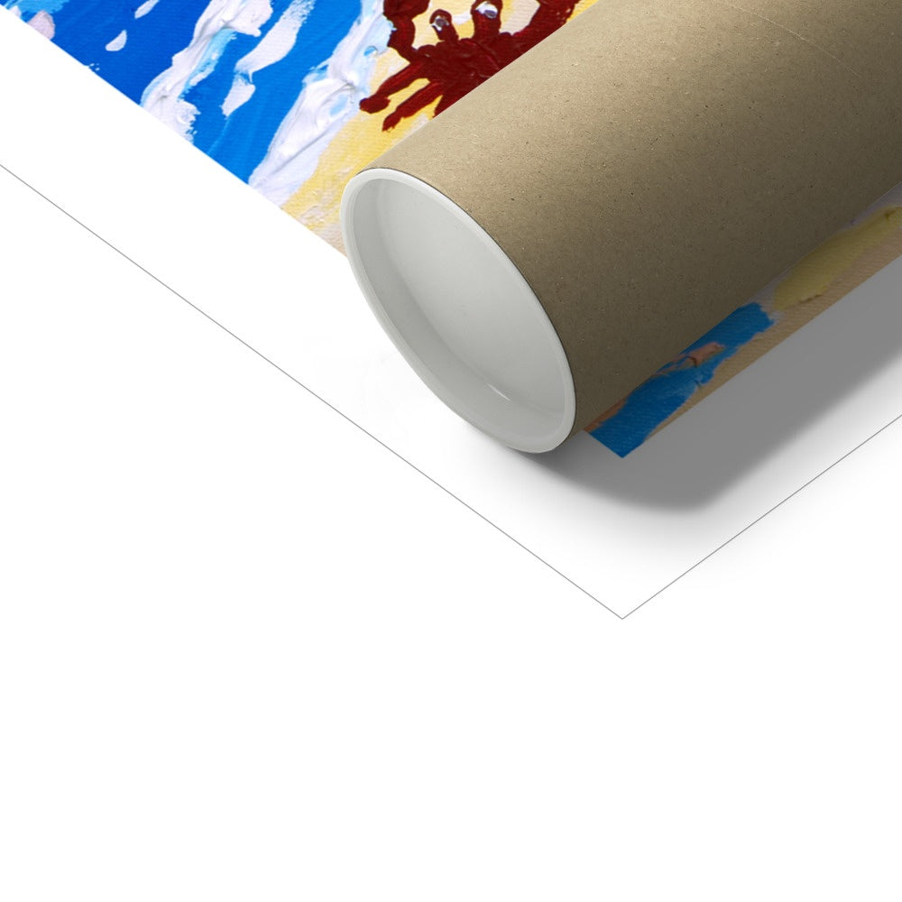 John Dyer Fine Art Print. Open Edition Cornish Art Print. 'Blue Seas and Coconut Trees, Costa Rica Beach'. Caribbean Art Gallery